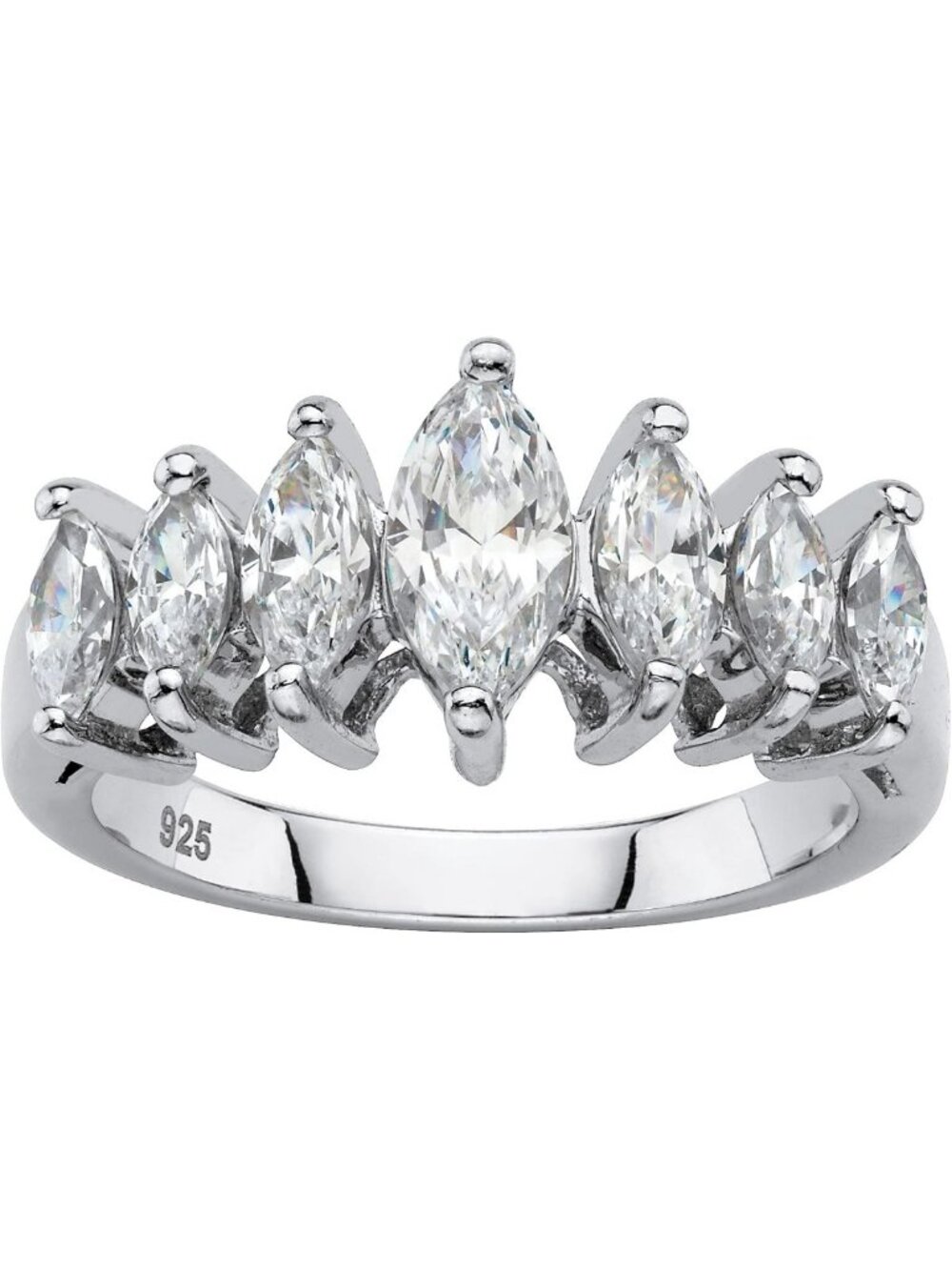 Stunning Marquise Cut Cubic Zirconia Ring in Platinum Over Sterling Silver